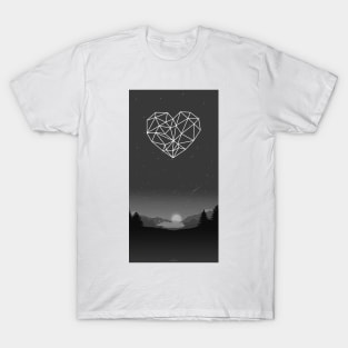 Black heart geometric style T-Shirt